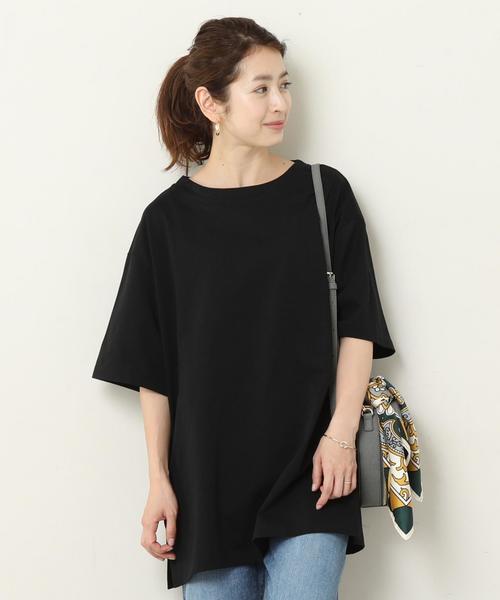 BEAUTY&YOUTH UNITED ARROWS(ビューティーアンドユースユナイテッドアローズ)の「BY コットンサイドスリットビッグTシャツ ◆(Tシャツ/カットソー・レディース・ホワイト/ワインレッド/ブラック・FREE)」の2枚目の写真