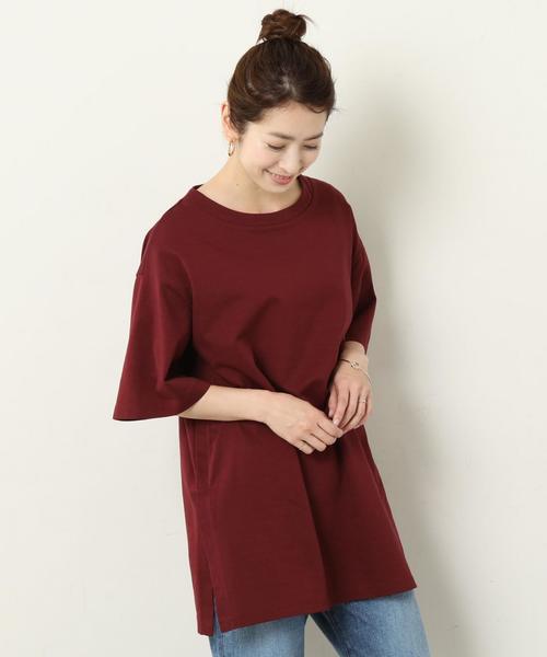 BEAUTY&YOUTH UNITED ARROWS(ビューティーアンドユースユナイテッドアローズ)の「BY コットンサイドスリットビッグTシャツ ◆(Tシャツ/カットソー・レディース・ホワイト/ワインレッド/ブラック・FREE)」の3枚目の写真