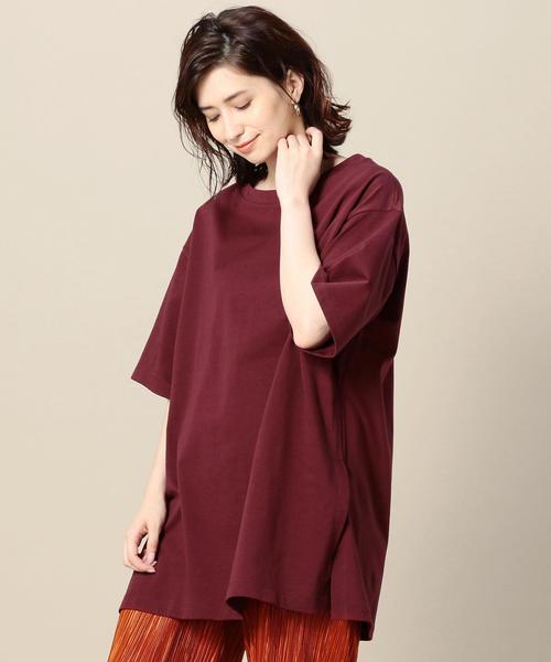 BEAUTY&YOUTH UNITED ARROWS(ビューティーアンドユースユナイテッドアローズ)の「BY コットンサイドスリットビッグTシャツ ◆(Tシャツ/カットソー・レディース・ホワイト/ワインレッド/ブラック・FREE)」の9枚目の写真