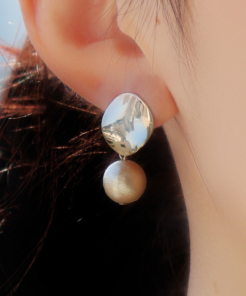 florist（フローリスト）の「プレーン＆ヘアラインプレートコットンパールピアス/イヤリング（ピアス（両耳用）・レディース・その他1/その他2/その他3/その他4/その他8/その他6/その他7/その他5/その他16/その他17/その他18/その他11/その他12/その他13/その他14/その他15・FREE）」の3枚目の写真