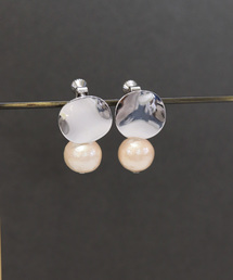 florist | プレーン&ヘアラインプレートコットンパールピアス/イヤリング(ピアス(両耳用))