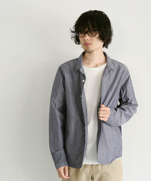 quadro（クオドロ）の「綿麻タイプライターシャツジャケット（シャツ/ブラウス・メンズ・ブルー/ネイビー・MEDIUM/LARGE）」の2枚目の写真