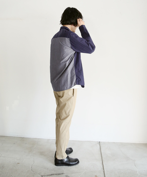 quadro（クオドロ）の「綿麻タイプライターシャツジャケット（シャツ/ブラウス・メンズ・ブルー/ネイビー・MEDIUM/LARGE）」の6枚目の写真