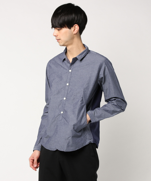 quadro（クオドロ）の「綿麻タイプライターシャツジャケット（シャツ/ブラウス・メンズ・ブルー/ネイビー・MEDIUM/LARGE）」の9枚目の写真