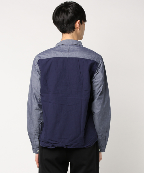 quadro（クオドロ）の「綿麻タイプライターシャツジャケット（シャツ/ブラウス・メンズ・ブルー/ネイビー・MEDIUM/LARGE）」の4枚目の写真