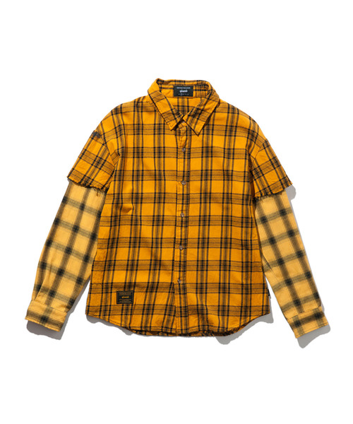 glamb（グラム）の「Modular check SH / モジュラーチェックシャツ（シャツ/ブラウス・メンズ・ブルー/イエロー/レッド・3/1/4/0/2）」の6枚目の写真