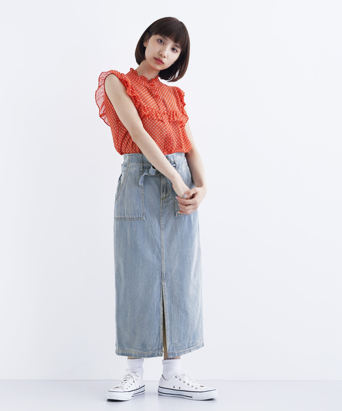 MERLOT(メルロー)の「ベイカーデニムスカート2712(デニムスカート・レディース・ネイビー/ブルー・FREE)」の20枚目の写真
