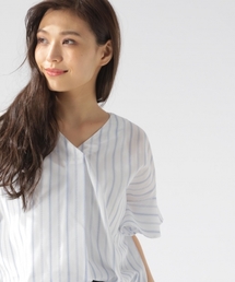 BAYFLOW/ソデフレアプリントVネックブラウス 18SS