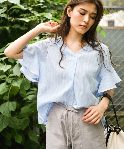 BAYFLOW（ベイフロー）の「BAYFLOW／ソデフレアプリントVネックブラウス 18SS（シャツ/ブラウス・レディース・その他1/その他2/その他4/その他3・MEDIUM/SMALL）」の4枚目の写真