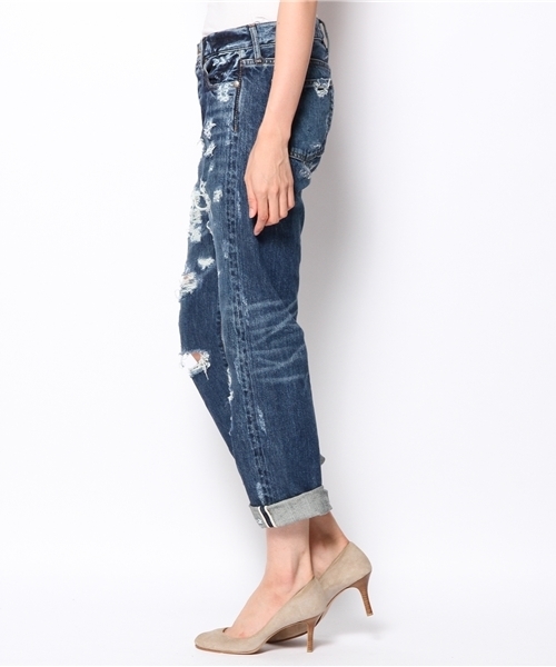 goa（ゴア）の「13ozデニムブロークンボーイズパンツ（デニムパンツ・レディース・ブラック/インディゴブルー・SMALL/MEDIUM）」の3枚目の写真