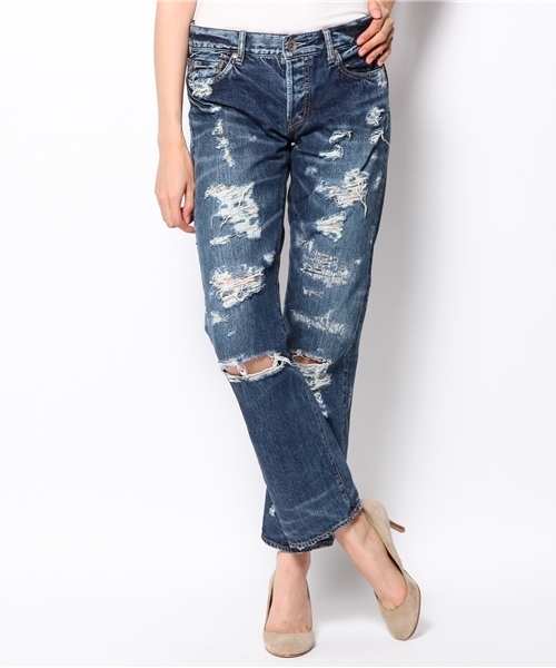 goa（ゴア）の「13ozデニムブロークンボーイズパンツ（デニムパンツ・レディース・ブラック/インディゴブルー・SMALL/MEDIUM）」の5枚目の写真