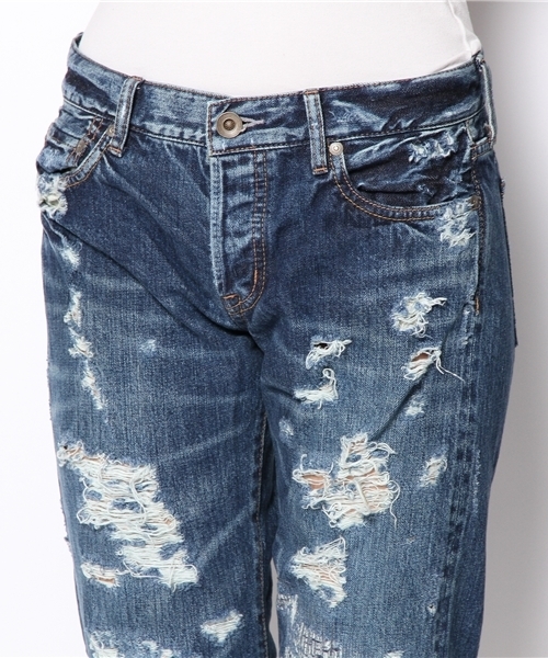 goa（ゴア）の「13ozデニムブロークンボーイズパンツ（デニムパンツ・レディース・ブラック/インディゴブルー・SMALL/MEDIUM）」の6枚目の写真