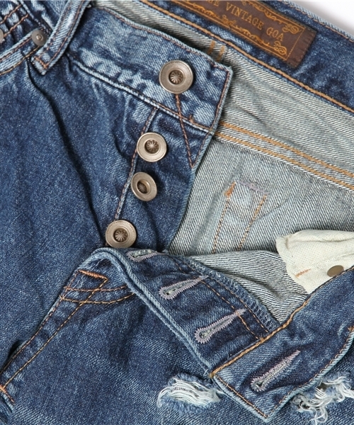 goa（ゴア）の「13ozデニムブロークンボーイズパンツ（デニムパンツ・レディース・ブラック/インディゴブルー・SMALL/MEDIUM）」の10枚目の写真