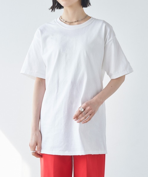 Chaco closet(チャコ クローゼット)の「【Champion Authentic T-SHIRTS】レディース チャンピオンスーパーオーバーサイズコットン 半袖 ロゴTシャツ(Tシャツ/カットソー・レディース・グレー/ブラック/ホワイト/ネイビー/ダークグリーン/オレンジ/マルーン/ヘザーチャコール/レッド/アッシュ/ワイン/ロイヤルブルー/パープル/グリーン/ライトブルー・S/M/L/XL)」の18枚目の写真