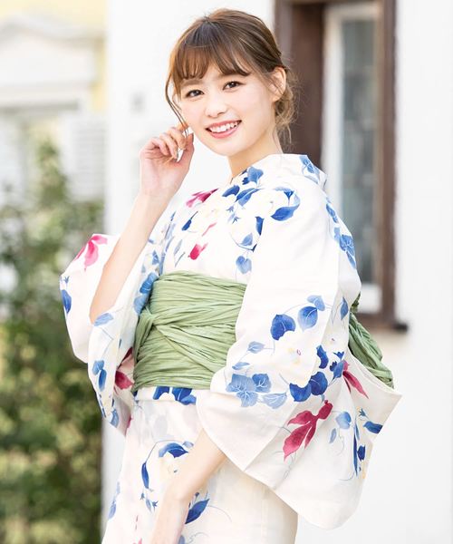 bonheur saisons（ボヌールセゾン）の「選べるレディース浴衣3点セット （浴衣＋帯＋下駄）（浴衣・レディース・ホワイト系その他/ホワイト系その他2/ホワイト系その他3/ホワイト系その他4/ホワイト系その他5/ホワイト系その他6/レッド系その他/ブルー系その他/レッド系その他2・FREE）」の4枚目の写真