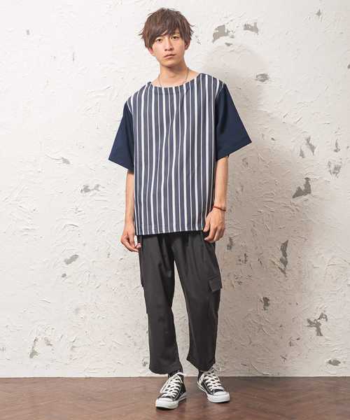 MinoriTY(マイノリティ)の「ストライプ半袖プルオーバー ビッグシルエット(シャツ/ブラウス・メンズ・ホワイト系その他/ブラック系その他/ブルー系その他・M/L)」の6枚目の写真