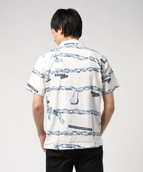 And A（アンドエー）の「SCHOTT ショット/ HAWAIIAN SHT CHAIN レトロチェーン柄 アロハシャツ / 3195027（シャツ/ブラウス・メンズ・ホワイト/ブラック・SMALL/MEDIUM/LARGE/X-LARGE）」の13枚目の写真