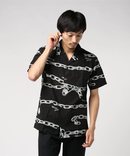 And A（アンドエー）の「SCHOTT ショット/ HAWAIIAN SHT CHAIN レトロチェーン柄 アロハシャツ / 3195027（シャツ/ブラウス・メンズ・ホワイト/ブラック・SMALL/MEDIUM/LARGE/X-LARGE）」の7枚目の写真