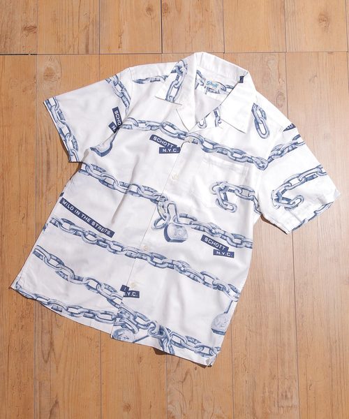And A（アンドエー）の「SCHOTT ショット/ HAWAIIAN SHT CHAIN レトロチェーン柄 アロハシャツ / 3195027（シャツ/ブラウス・メンズ・ホワイト/ブラック・SMALL/MEDIUM/LARGE/X-LARGE）」の20枚目の写真