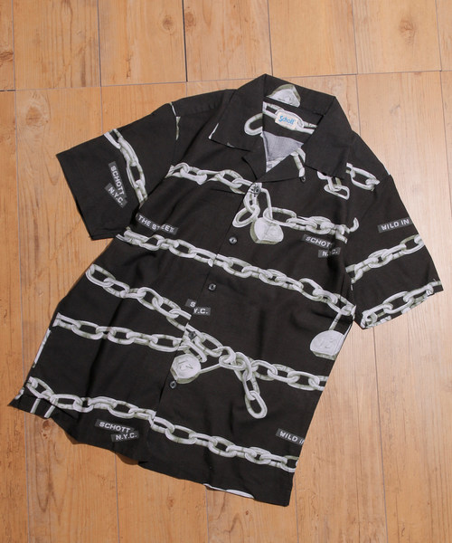 And A（アンドエー）の「SCHOTT ショット/ HAWAIIAN SHT CHAIN レトロチェーン柄 アロハシャツ / 3195027（シャツ/ブラウス・メンズ・ホワイト/ブラック・SMALL/MEDIUM/LARGE/X-LARGE）」の15枚目の写真