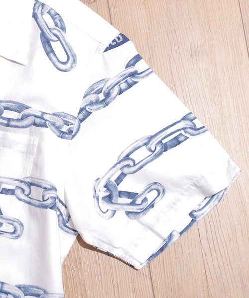 And A（アンドエー）の「SCHOTT ショット/ HAWAIIAN SHT CHAIN レトロチェーン柄 アロハシャツ / 3195027（シャツ/ブラウス・メンズ・ホワイト/ブラック・SMALL/MEDIUM/LARGE/X-LARGE）」の5枚目の写真