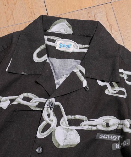 And A（アンドエー）の「SCHOTT ショット/ HAWAIIAN SHT CHAIN レトロチェーン柄 アロハシャツ / 3195027（シャツ/ブラウス・メンズ・ホワイト/ブラック・SMALL/MEDIUM/LARGE/X-LARGE）」の4枚目の写真