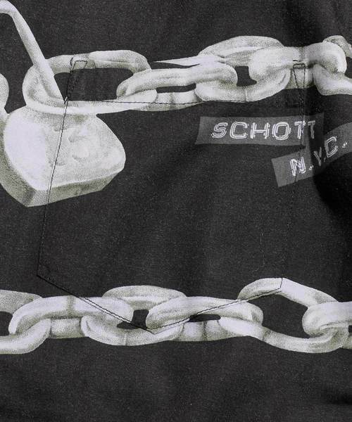 And A（アンドエー）の「SCHOTT ショット/ HAWAIIAN SHT CHAIN レトロチェーン柄 アロハシャツ / 3195027（シャツ/ブラウス・メンズ・ホワイト/ブラック・SMALL/MEDIUM/LARGE/X-LARGE）」の6枚目の写真
