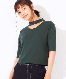 WEGO | WEGO/チョーカー5分袖リブTシャツ(Tシャツ/カットソー)