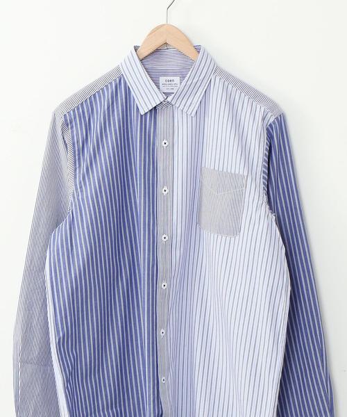 coen（コーエン）の「ストライプクレイジーパッチワーク長袖シャツ（シャツ/ブラウス・メンズ・ベージュ/ネイビー・X-LARGE/LARGE/MEDIUM/SMALL）」の21枚目の写真