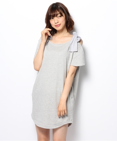 mystic（ミスティック）の「肩リボンワンピース（ワンピース・レディース・ネイビー/グレー/ベージュ・ﾌﾘ-）」の13枚目の写真