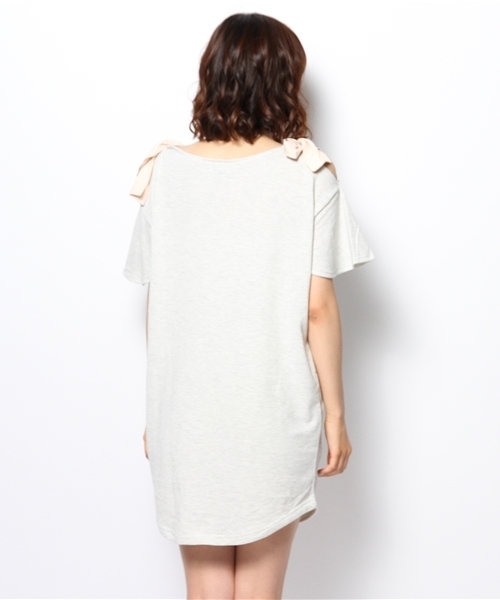 mystic（ミスティック）の「肩リボンワンピース（ワンピース・レディース・ネイビー/グレー/ベージュ・ﾌﾘ-）」の6枚目の写真