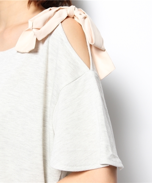 mystic（ミスティック）の「肩リボンワンピース（ワンピース・レディース・ネイビー/グレー/ベージュ・ﾌﾘ-）」の9枚目の写真