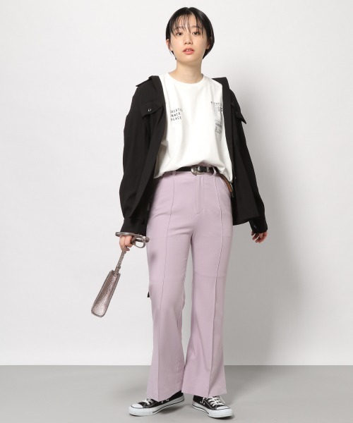 PAGEBOY（ページボーイ）の「リネンライクBIGシャツ（シャツ/ブラウス・レディース・ブラック/ベージュ/クリアブルー・FREE）」の4枚目の写真