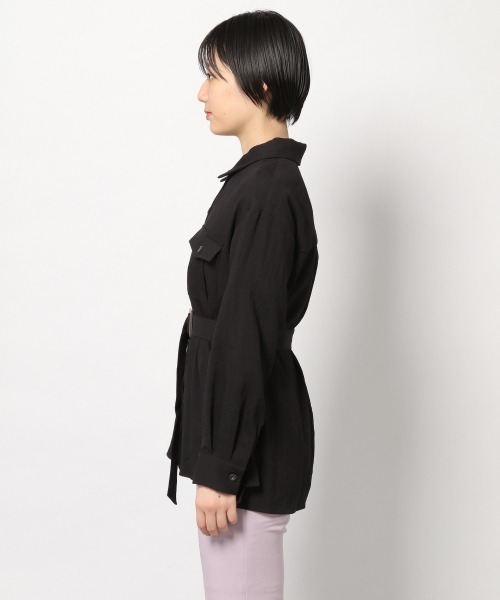 PAGEBOY（ページボーイ）の「リネンライクBIGシャツ（シャツ/ブラウス・レディース・ブラック/ベージュ/クリアブルー・FREE）」の6枚目の写真