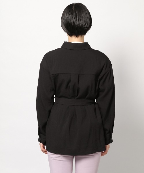 PAGEBOY（ページボーイ）の「リネンライクBIGシャツ（シャツ/ブラウス・レディース・ブラック/ベージュ/クリアブルー・FREE）」の7枚目の写真