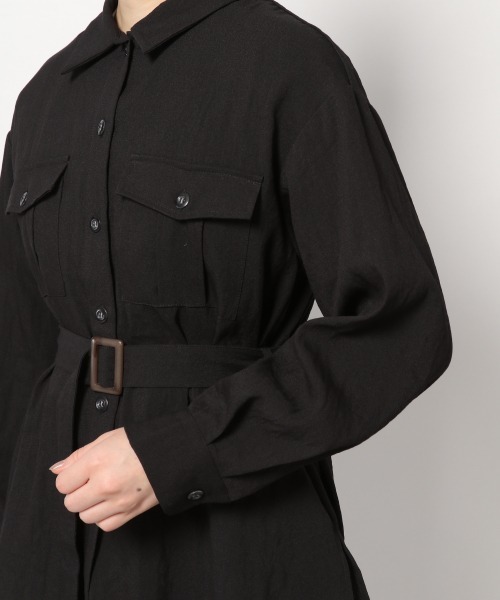 PAGEBOY（ページボーイ）の「リネンライクBIGシャツ（シャツ/ブラウス・レディース・ブラック/ベージュ/クリアブルー・FREE）」の11枚目の写真