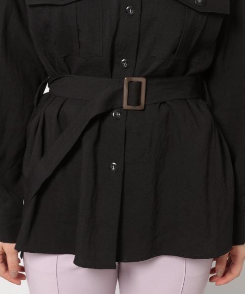 PAGEBOY（ページボーイ）の「リネンライクBIGシャツ（シャツ/ブラウス・レディース・ブラック/ベージュ/クリアブルー・FREE）」の12枚目の写真