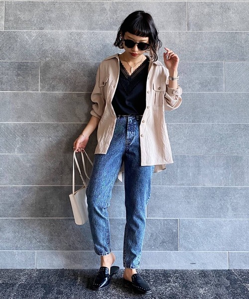 PAGEBOY（ページボーイ）の「リネンライクBIGシャツ（シャツ/ブラウス・レディース・ブラック/ベージュ/クリアブルー・FREE）」の21枚目の写真