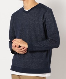 綿/麻 レイヤードニット インナーTシャツ付き