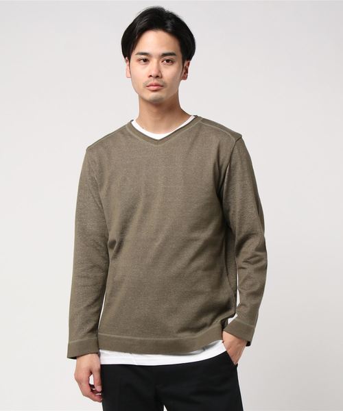 GLOSTER（グロスター）の「綿/麻 レイヤードニット インナーＴシャツ付き（ニット/セーター・メンズ・ライトグレー/ネイビー/カーキ/ブルー/ラベンダー・S/M/L/XL）」の21枚目の写真