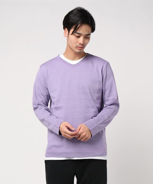 GLOSTER（グロスター）の「綿/麻 レイヤードニット インナーＴシャツ付き（ニット/セーター・メンズ・ライトグレー/ネイビー/カーキ/ブルー/ラベンダー・S/M/L/XL）」の18枚目の写真