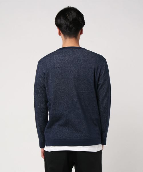 GLOSTER（グロスター）の「綿/麻 レイヤードニット インナーＴシャツ付き（ニット/セーター・メンズ・ライトグレー/ネイビー/カーキ/ブルー/ラベンダー・S/M/L/XL）」の16枚目の写真
