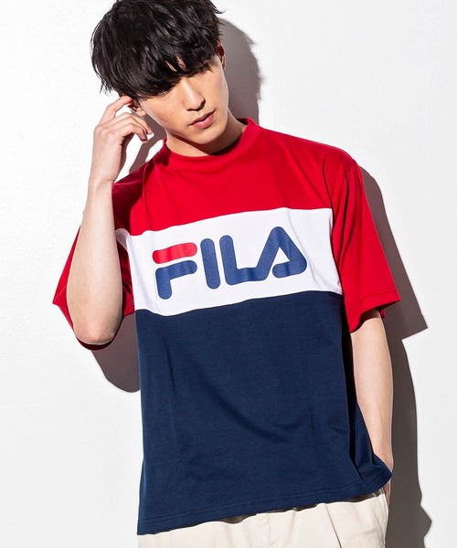 FILA（フィラ）の「FILA(フィラ)切り替えTシャツ（Tシャツ/カットソー・メンズ・ホワイト/ブルー/ネイビー・L/XL/S/M）」の2枚目の写真