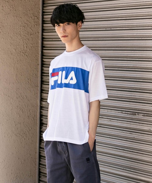 FILA（フィラ）の「FILA(フィラ)切り替えTシャツ（Tシャツ/カットソー・メンズ・ホワイト/ブルー/ネイビー・L/XL/S/M）」の4枚目の写真