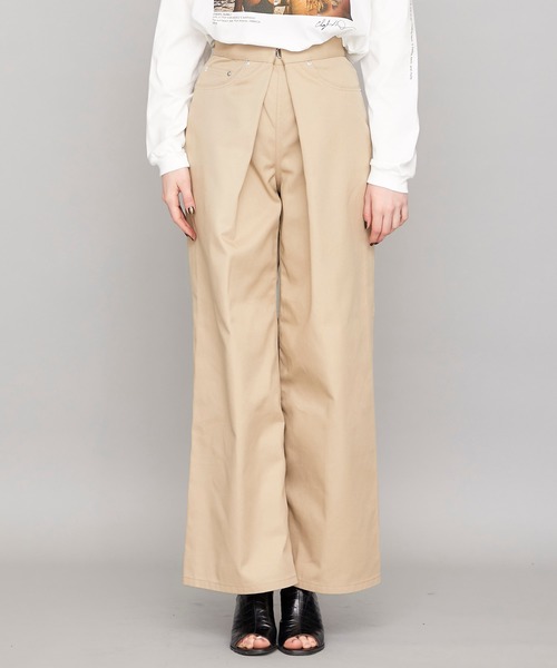 約3万円★JOHN LAWRENCE SULLVAN フロントホックワイドパンツ JOHN LAWRENCE SULLIVAN(ジョンローレンスサリバン)の「【JOHN