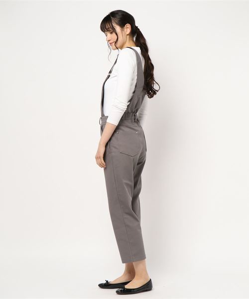 flower(フラワー)の「レディツイルサロペット(サロペット/オーバーオール・レディース・グレー/アイボリー・FREE)」の3枚目の写真