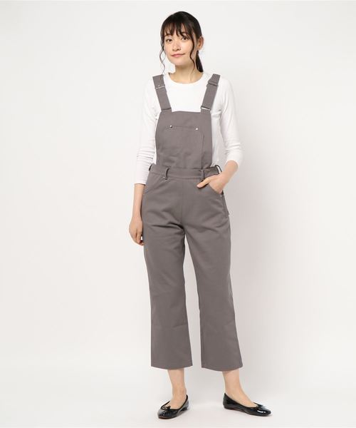 flower(フラワー)の「レディツイルサロペット(サロペット/オーバーオール・レディース・グレー/アイボリー・FREE)」の5枚目の写真