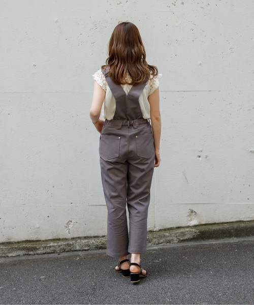 flower(フラワー)の「レディツイルサロペット(サロペット/オーバーオール・レディース・グレー/アイボリー・FREE)」の14枚目の写真