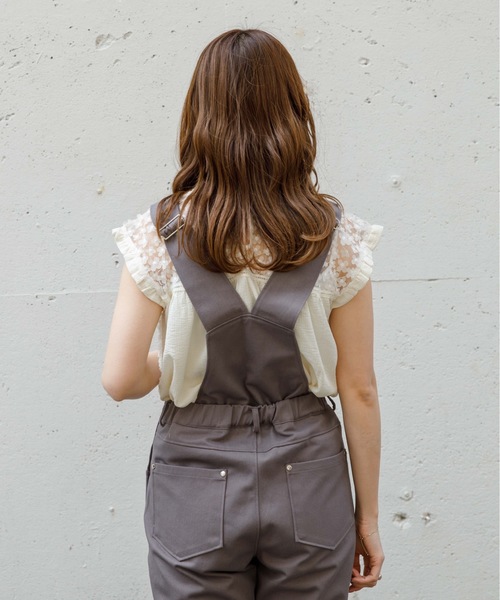 flower(フラワー)の「レディツイルサロペット(サロペット/オーバーオール・レディース・グレー/アイボリー・FREE)」の17枚目の写真