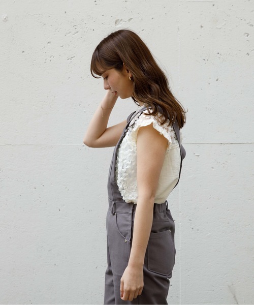 flower(フラワー)の「レディツイルサロペット(サロペット/オーバーオール・レディース・グレー/アイボリー・FREE)」の18枚目の写真